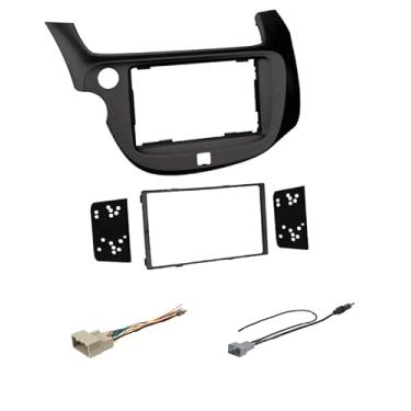 Imagem de Kit de painel de instalação estéreo para carro duplo, chicote de fios e combo de adaptador de antena de recepção de rádio AM/FM - Feito para Honda Fit 2009-2013