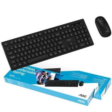 Imagem de Kit Teclado E Mouse Sem Fio Aoc Abnt2 Ç Slim Lançamento