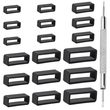 Imagem de Gtziqa Pulseira de relógio, 18 peças, suporte de pulseira de relógio de borracha de silicone para relógios esportivos inteligentes (16 mm/18 mm/20 mm/22 mm/24 mm/26 mm)