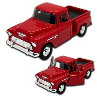 Imagem de Miniatura de carro Chevrolet Stepside 1955 em Metal, com fricção, pneus em borracha, abertura de portas laterais, 12 CM, 1/32, Resistente a quedas (Vermelho 2)
