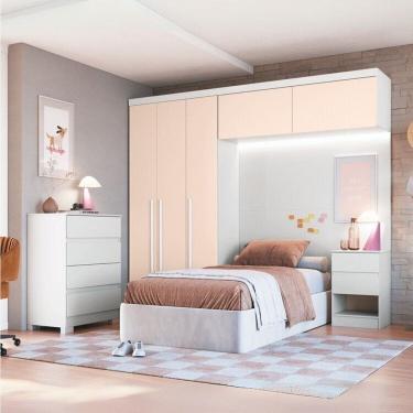 Imagem de Guarda-roupa Modulado 5 Peças Infinity Branco Line/Blush