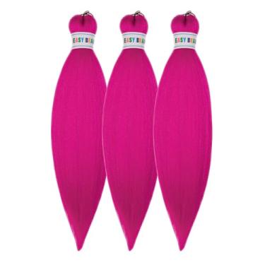 Imagem de Cabelo trançado infantil pré-esticado rosa choque 40,6 cm curto sintético tranças de cabelo para trançar