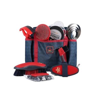 Imagem de Furrishine 9 peças kit de cuidados para cavalos, pente de curry, raspador de suor, utensílios de banho para cavalos, ferramentas de cuidados com bolsa de armazenamento Shadowberry