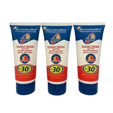 Imagem de LA Bodies Protetor solar hidratante facial e corporal FPS 30 com Aloe Vera para sensação refrescante | Funciona com pele propensa a acne | Protetor solar com proteção UVA UVB | 85 g | Pacote com 3