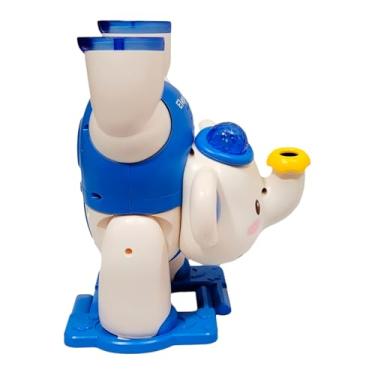 Imagem de Elefante Equilibrista Musical com Luzes, 19,5 x 15,8 x 13,8 cm, Azul, Pilhas AA