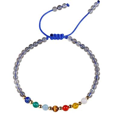 Imagem de Jewever 7 pulseiras de chacra para mulheres, pedra verdadeira, corda da sorte, contas de cristal, cristais e pedras curativas, joias, presentes de aniversário, 7 inches, Pedra preciosa, Pedra da Lua