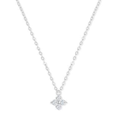 Imagem de Colar feminino com pingente de trevo delicado | Joias de quatro folhas da sorte banhada a ouro 18K | Presentes modernos de zircônia cúbica para ela, Dainty, Banhado a ouro, Zircônia cúbica