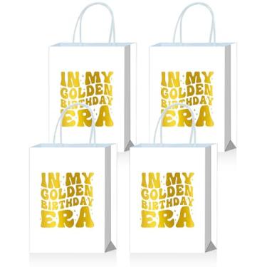 Imagem de Roselush 16 sacos de presente em minha era de aniversário dourado com processo de estampagem a quente - sacos de lembrancinhas de festa para decorações de aniversário douradas - celebrações e ocasiões