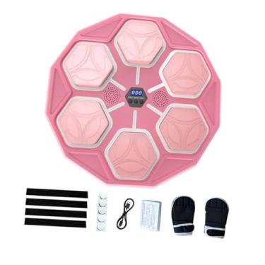 Imagem de UGPLM Máquina de boxe infantil, alvo de parede, treinamento de, almofada de socos com luvas para exercícios, esportes, academia, casa, Rosa