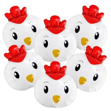 Imagem de AnnoDeel 6pcs Chicken Balloons, 20inch Cute Chicken Foil Balloon Farm Animal Happy Easter Party Decorations for Baby Shower Supplies Family Photo Booth Courtyard Decor