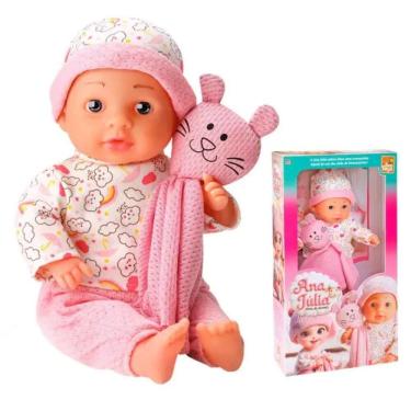 Imagem de Boneca Ana Julia Hora de Dormir com Paninho 34cm - Bee Toys