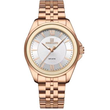 Imagem de Relógio redondo feminino design simples em aço inoxidável 3atm