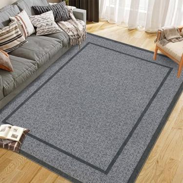 Imagem de GarveeHome Tapete para área interna, resistente ao clima, fácil de limpar, ultrafino, antiderrapante, resistente a manchas, para sala de jantar, quarto, cinza, 2,5 x 3,5 m
