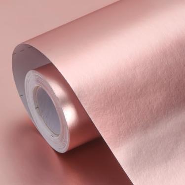 Imagem de Papel de embrulho metálico ouro rosa, 43 cm x 10 m, rolo de papel de embrulho de cor sólida fosco perfeito para aniversário, Natal, chá de bebê, casamento, dia dos namorados, convites DIY, artes e