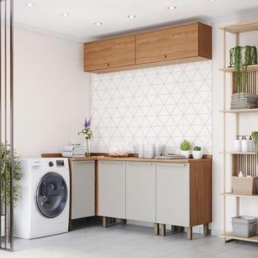 Imagem de Lavanderia Modulada 05 Peças com Tampo Yasmin - Espresso Móveis