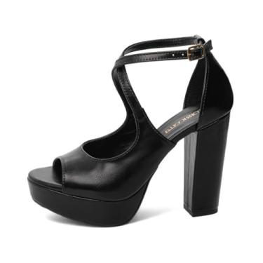 Imagem de Sandália Feminina Meia Pata Salto Alto Bloco Grosso 11 cm (Preto, BR, Adulto, Numérico, 38)