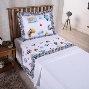 Imagem de Jogo de Lençol Masculino 3 Peças Boy Cama Solteiro Menino 300 Fios Estampado