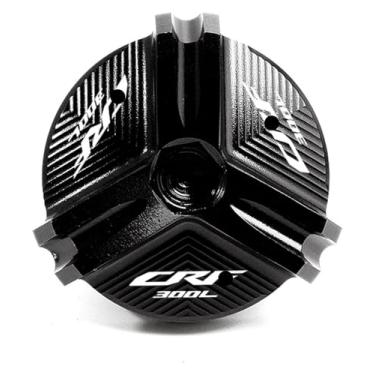 Imagem de Acessórios de motocicleta Tampa do reservatório de fluido de freio dianteiro e tampa de enchimento de óleo do motor compatível com CRF300L CRF 300 L CRF 300L 2021 2022 (tampa de óleo preta)