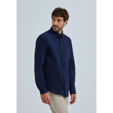 Imagem de Camisa Básica Masculina Manga Longa Slim - Hering, P, Azul