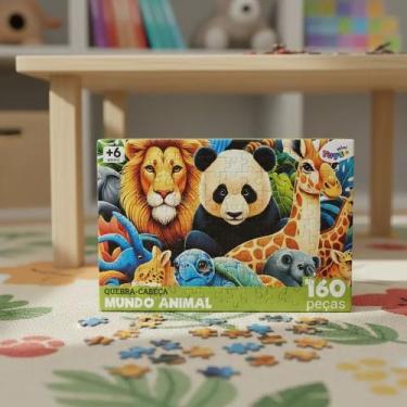 Imagem de Quebra Cabeça Infantil Mundo Animal 160 Peças Educativo - Mini Toys