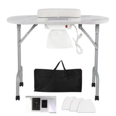 Imagem de Mesa de manicure AGESISI portátil dobrável com coletor de pó