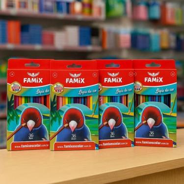 Imagem de Kit Com 3 Caixas Lápis de Cor 36 Cores Cada Famix