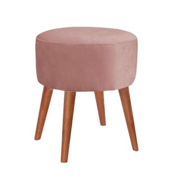 Imagem de Puff banqueta magnus redondo rosê 4 pés castanho clássico