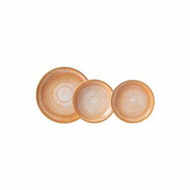 Imagem de Serviço de 18 Peças com Bowl Multiuso em Porcelana, Modelo Redondo Oca, Decoração Esfera Mostarda, Porcelana Schmidt