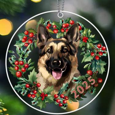 Imagem de Enfeite de pastor alemão, enfeites de Natal para cães 2025, enfeites de cachorro para árvore de Natal - presentes de pastor alemão para mulheres, homens, presentes alemães