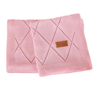 Imagem de Manta Bebe Menina Tricô Cobertor Bebê Menino Antialérgico Premium (Rosa)