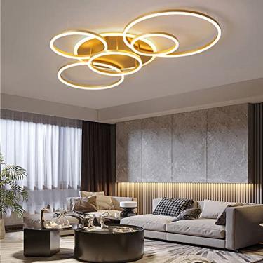 Imagem de Luminária de teto LED moderna com controle remoto, novas lâmpadas suspensas de arte, lustre de teto, geometria redonda e montagem embutida regulável para sala de estar, quarto/branco/3 cabeç