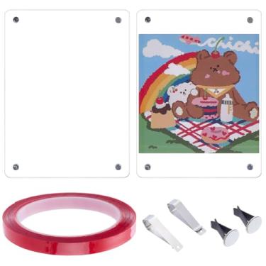 Imagem de WEBEEDY Pacote com 4 suportes para fotos de carro para painel de ventilação, clipe de moldura de carro, 6 x 9 cm, exibição de fotos acrílicas personalizadas para acessórios automotivos, decoração de