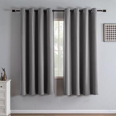 Imagem de IGEMAEVE Conjunto de 2 painéis de cortinas blackout cinza claro com 2 painéis, cortinas pretas para quarto de 182 cm de comprimento, cortinas de escurecimento de sala de economia de energia com ilhós