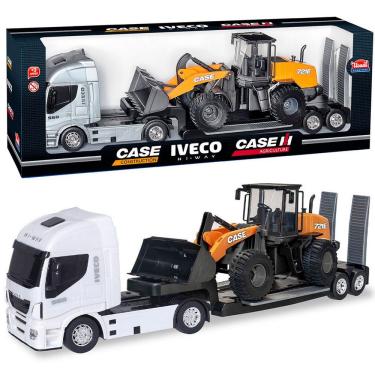 Imagem de Brinquedo Colecionável Miniatura Caminhão Carregadeira Iveco Branco