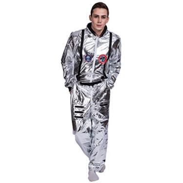 Imagem de EraSpooky Fantasia masculina astronauta Spaceman, Prata, X-Large