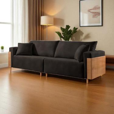 Imagem de Sofá Fixo Heitor 4 Lugares Luxo Pé de Madeira 2,40m Castellar Móbile