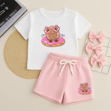 Imagem de Conjunto Infantil Feminino Estampa Capivara Donuts 631 Roupa de Menina