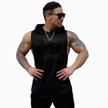 Imagem de Camiseta muscular com capuz para academia, boxe e levantamento de peso