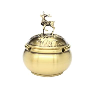 Imagem de Cinzeiro de ervas daninhas vintage cinzeiro de latão portátil para uso interno e externo ideal para escritório em casa, hotel, pátio, restaurante, cinzeiros para cigarros