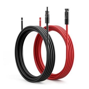Imagem de Callsun Cabo de extensão de painel solar de 20FT 10AWG (20FT vermelho + 20FT preto) com conectores macho e fêmea, fio fotovoltaico à prova d'água IP68 para casa, barco, sistemas solares RV