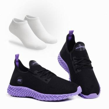 Imagem de Combo Tênis Feminino Esportivo Com Meia Perfeito para Caminhar, Treina
