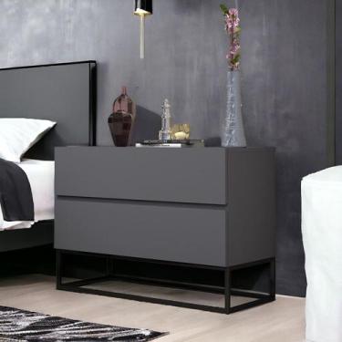 Imagem de Mesa De Cabeceira Linha Eros 60cm Comprimento MDF/MDP Com Base Metalon