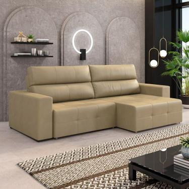 Imagem de Sofá Retrátil 3 Lugares 224cm 2 Módulos Nero Couro Bege G52 - Gran Belo