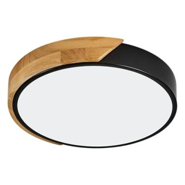 Imagem de Plafon Led Inspiratiion Redondo Preto C/Madeira Ø23Cm 3000K / 4000K / 6000K 18W Ly-8168S Bk