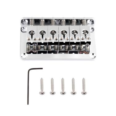Imagem de Metallor Guitar Bridge 6 selas de carga superior ou corda através do corpo ponte fixa hardtail para substituição de peças de guitarra elétrica estilo Strat Tele, cromada.