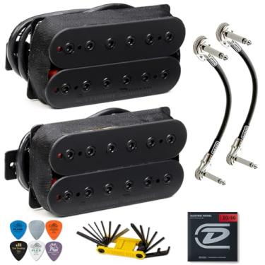 Imagem de Seymour Duncan Conjunto Humbucker de alta saída passiva de inverno preto enegrecido, captadores de guitarra elétrica com ferramenta Tonebird , palhetas, cordas, conjunto de patch MXR Hard Rock para