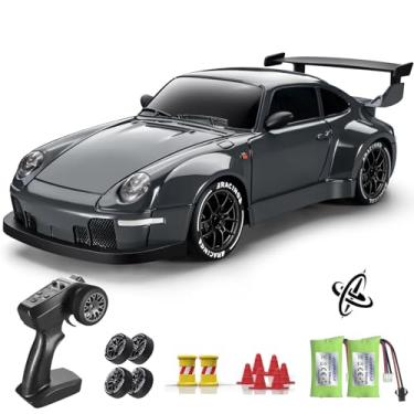 Imagem de ACAMMZAR Carro telescópico Drift com giroscópio, 1:24 25 KM/H proporcional completo 4WD RC Drift carro, com luzes LED, cinza, RC Cars para adultos meninas, cinzento