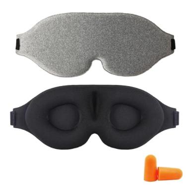 Imagem de Máscara de dormir 3D, Máscara de olhos para dormir para homens e mulheres, máscara de dormir 3D de pressão ocular zero, protetor de olhos macio para viagens (Cinza)