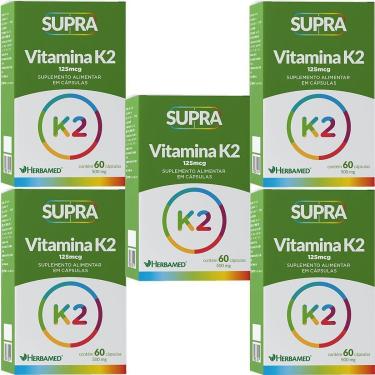 Imagem de Kit 5X Supra Vitamina K2 - 500mg 60 Cápsulas - Herbamed-Masculino