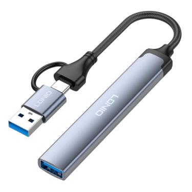 Imagem de Hub USB-C DS-64C 4 em 1 com 3 portas USB-A e 1 USB-C, até 5Gbps, alumínio premium, cabo 14cm, compacto e rápido, ideal para notebooks e dispositivos compatíveis